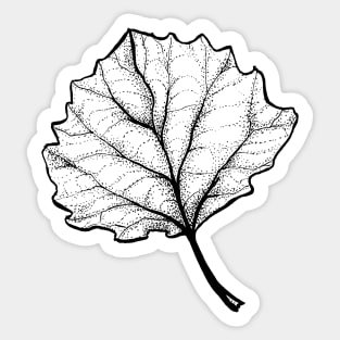 Monochrome Leaf Stipple Shaded Ink Drawing Sticker